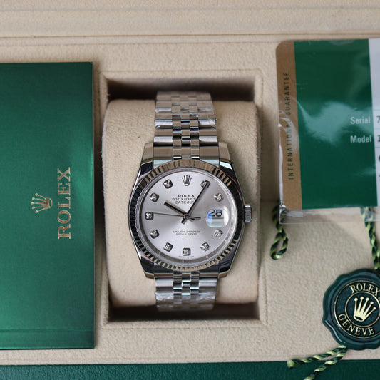 Rolex Datejust Silver Diamonds Dial Jubilée 116234